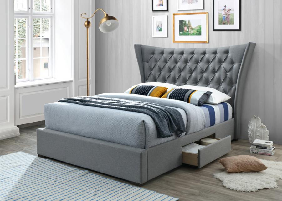 Artisan Rosewillow Light Grey Fabric 2 Drawer Bed
