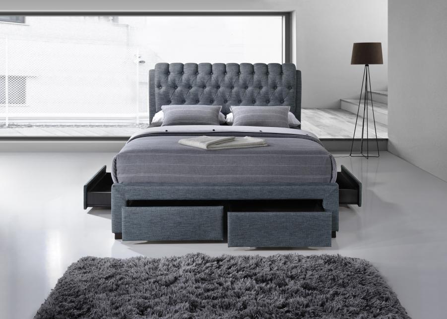 Artisan Rosetta Dark Grey Fabric 4 Drawer Bed