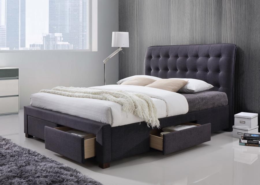 Artisan Roselina Dark Grey Fabric 4 Drawer Bed