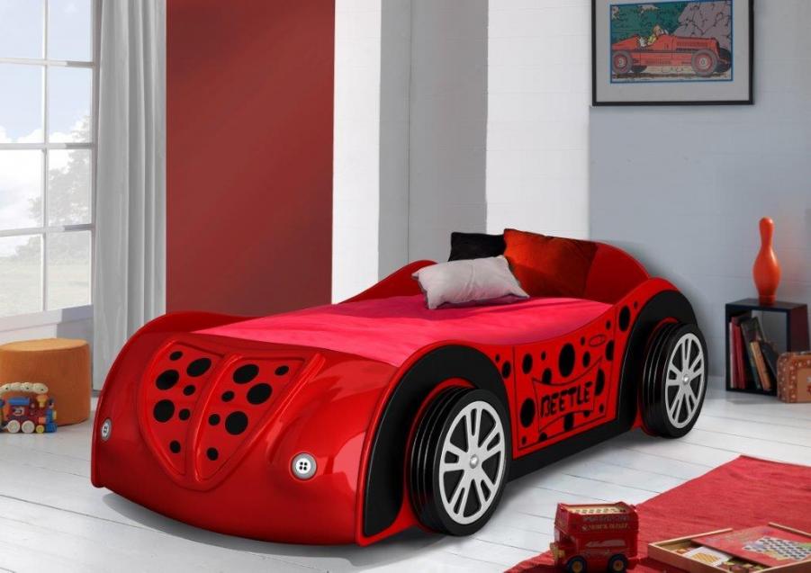 Artisan Red Beetle Novelty Car Bed with LED Lights