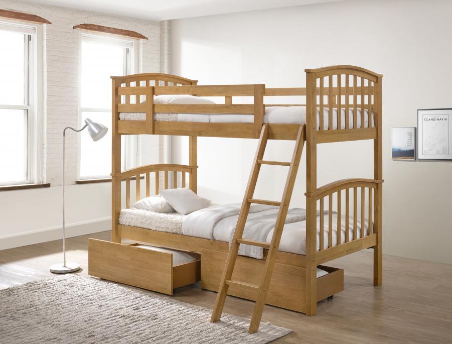 Artisan Anchorage Oak Finish Bunk Bed with Two Underbed Drawers