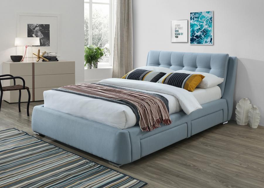 Artisan Rosemary Blue Fabric 4 Drawer Bed