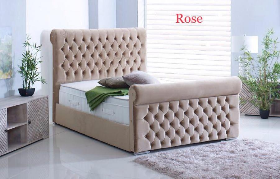 Lavish Beds Rose Upholstered Bed Frame