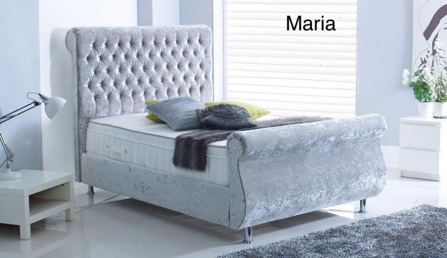 Lavish Beds Maria Upholstered Swan Sleigh Bed Frame