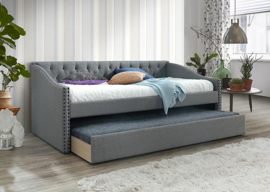 Artisan Selina Grey Fabric Guest Bed with Pullout Trundle