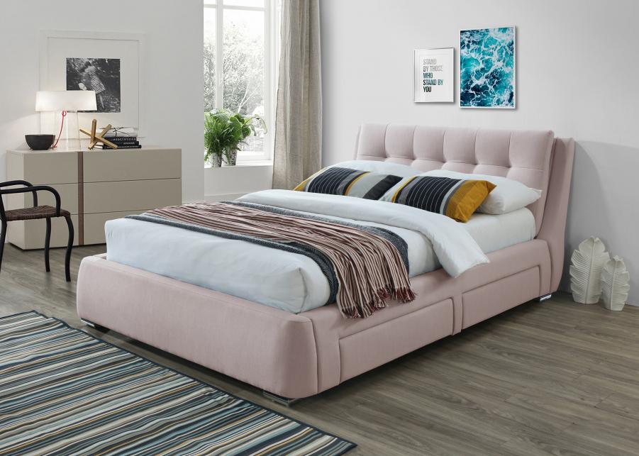 Artisan Rosemary Pink Fabric 4 Drawer Bed