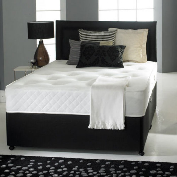 DreamMode Silk Memory Orthopeadic Spring Divan Bed FREE Headboard Includes Base Mattress and Headboard