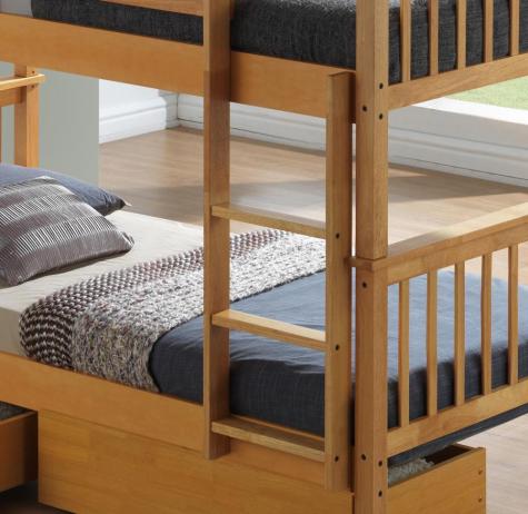 Artisan Alaska Beech Finish Bunk Bed with Two Underbed Drawers