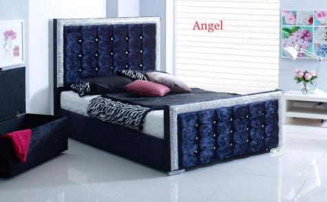 Lavish Beds Angel Cube Upholstered Glitter Bed Frame